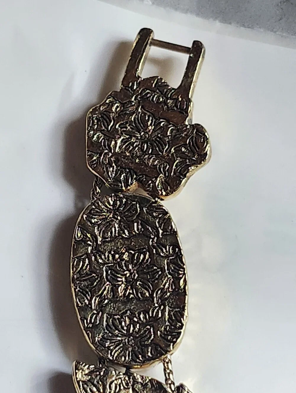 Vintage Gold Tone Floral Bracelet Watch with Cherub Medallions